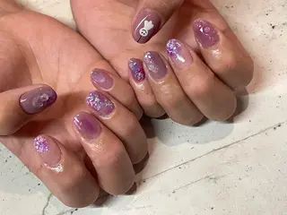 ネイル 韓国/ワンホン/長さ 出しつけ放題🎀のネイルデザイン