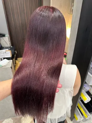 セミロング カラー 天神暖色カラー レイヤー・髪質改善のヘアスタイル
