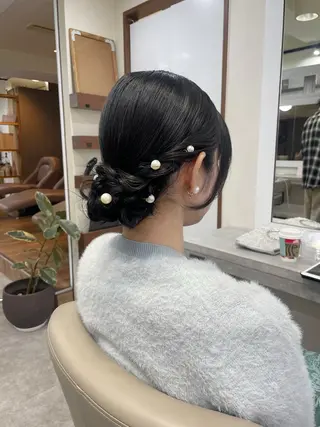 ミディアム ヘアアレンジ 韓国風パーマ/ヘア セット/店長みづきのヘアスタイル