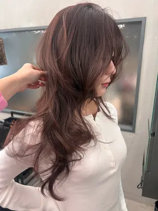 ロング カラー Saki/レイヤー/ 柔色カラー/顔まわりのヘアスタイル