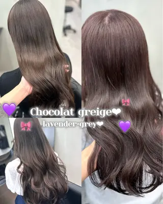 ロング カラー ヘアアレンジ 新宿⌇韓国風ヘア ⌇透明感カラーのヘアスタイル