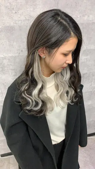 ロング 大阪レミーエクステ チビ編み込みのヘアスタイル