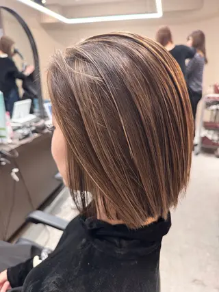 ミディアム カラー ブリーチなしWカラー ✨縮毛矯正✨ワタベのヘアスタイル