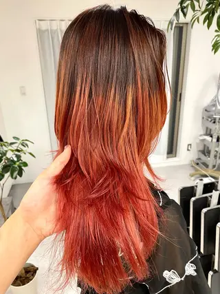 ロング カラー ダブルカラー,透け カラーHINARIのヘアスタイル