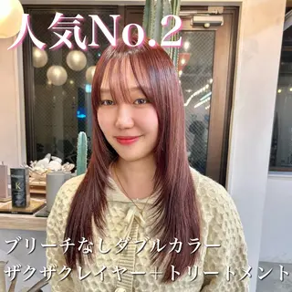 ロング 🩵縮毛矯正/ブリー チ/髪質改善/いつかのヘアスタイル