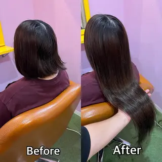 ロング カラー＋ちび編み込み エクステ梅田🐨のヘアスタイル
