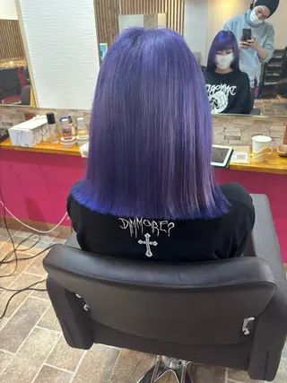 ミディアム カラー ヘアカラー&縮毛矯正 STAR☆RIVERのヘアスタイル