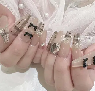 ロング 波 なみのネイルデザイン