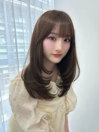 セミロング カラー 熊本/レイヤーカット Nau🎀のヘアスタイル