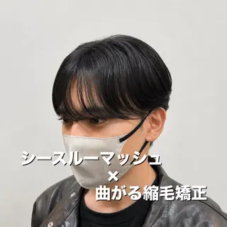 ショート パーマ メンズ 韓国メンズヘア/ 毛流れヘア　須田龍世のヘアスタイル