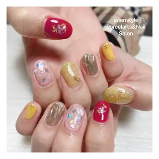 ミディアム ネイル 🐾enen style 🐾のネイルデザイン