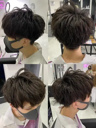 ショート カラー パーマ ヘアアレンジ メンズ 🔥メンズパーマ 特化 渡辺一翔のヘアスタイル