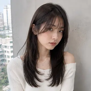 ロング 縮毛矯正/レイヤー/ 前髪カット/おばかんのヘアスタイル