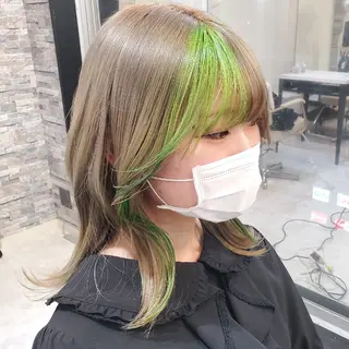 セミロング カラー 派手髪/ハイトーン/ エクステ✨ユウキのヘアスタイル