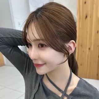 ミディアム 韓国くびれヘア 顔まわり新宿/さやかのヘアスタイル