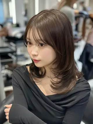 ミディアム カラー 韓国ハイレイヤー ハッシュカット特化のヘアスタイル