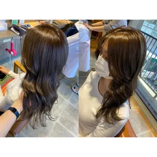 カラー 🩵盛れる顔周り/ 艶カラーemi🩵のヘアスタイル