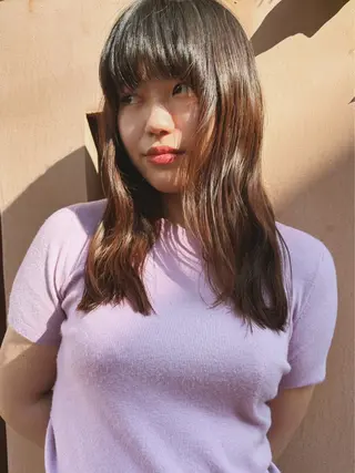 セミロング オカモト ハルカのヘアスタイル