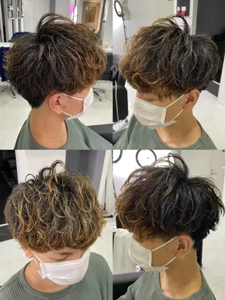 ショート カラー パーマ ヘアアレンジ メンズ 🔥メンズパーマ 特化 渡辺一翔のヘアスタイル