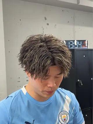 カラー パーマ メンズ 🌀メンズパーマ/シ ョート/きらり🌀のヘアスタイル