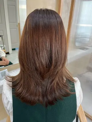 ミディアム カラー ヘアアレンジ 暖色韓国ヘア🩷 Yuukaのヘアスタイル