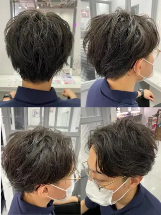 ショート カラー パーマ ヘアアレンジ メンズ 🔥メンズパーマ 特化 渡辺一翔のヘアスタイル