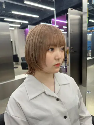 ショート カラー 鈴木/ボブ/ ミルクティー/ピンクのヘアスタイル