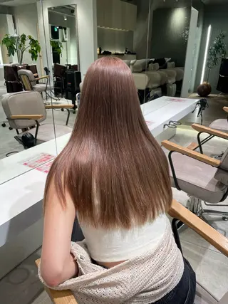 ロング カラー hana🍑 ブリーチなしピンクのヘアスタイル