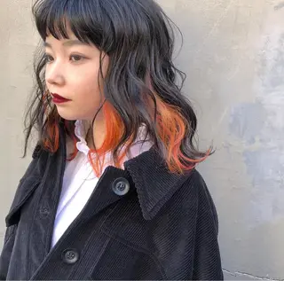 ミディアム カラー happy  man 🌸クロスパーマ🌸のヘアスタイル