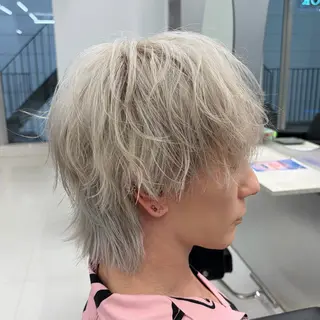 ミディアム カラー メンズ ʜᴀʀᴜᴋᴀ♱メンズ ウルフ/ブリーチのヘアスタイル