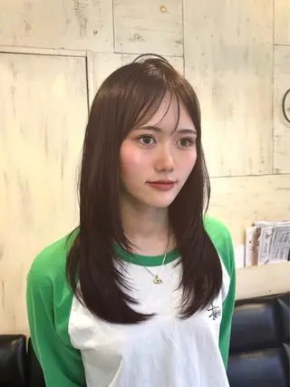 セミロング カラー 韓国レイヤー/ダブル カラー/フウカ🤍のヘアスタイル