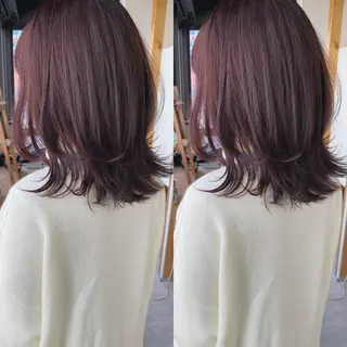 ミディアム カラー パーマ ヘアアレンジ ネイル マツエク・マツパ ハイライト、レイヤー カット/西梅田/中西のヘアスタイル