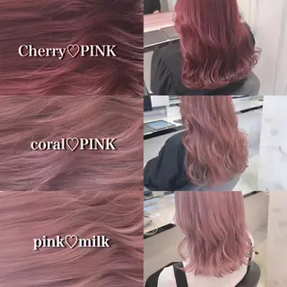 セミロング カラー ヘアアレンジ ピンク・ベージュ🩰 カラー🫧とらのヘアスタイル