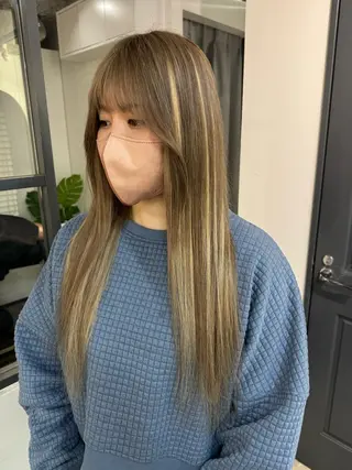 ロング カラー ハイトーン&髪質改善 ＆韓国エクステ🤎のヘアスタイル