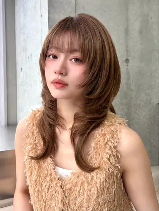 セミロング 大宮🤍縮毛矯正 レイヤー🪽なるのヘアスタイル