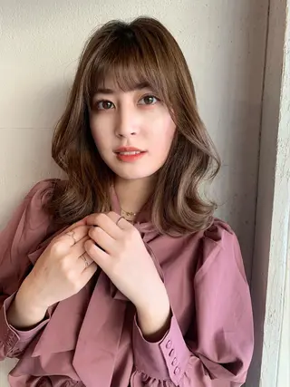 セミロング カラー 透明感カラー✂︎ /縮毛矯正/YUKAのヘアスタイル