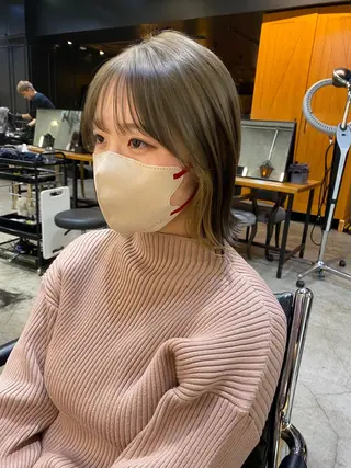 セミロング カラー 透明感カラー🌿 グレージュ🐺陽介のヘアスタイル