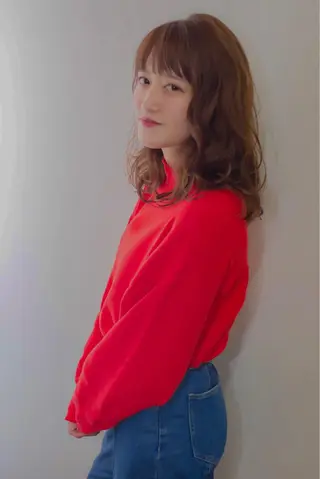 ミディアム カラー パーマ ダメージレスサロン✨ kayo🌱のヘアスタイル
