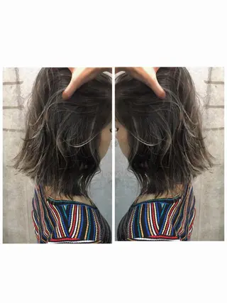 ミディアム カラー 鷺谷 玲奈のヘアスタイル