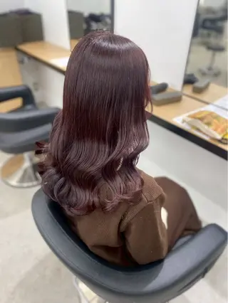 ロング カラー 韓国レイヤー透明感 艶カラー美髪縮毛矯正のヘアスタイル
