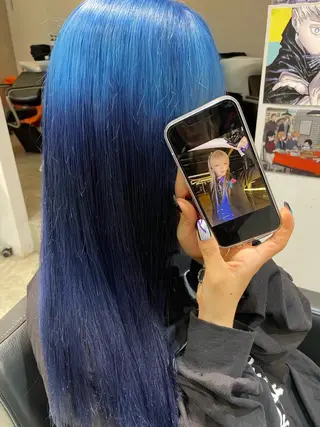 ロング カラー インナーカラー 推し ブリーチ 髪質改善のヘアスタイル