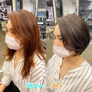 ショート カラー 透明感カラー🌿 グレージュ🐺陽介のヘアスタイル
