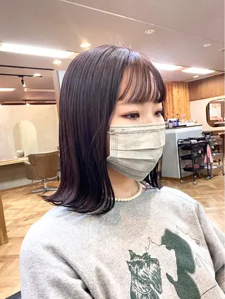 ミディアム カラー パーマ ヘアアレンジ ハル🌸柔色/ ブリーチなし/艶髪のヘアスタイル