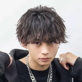 ショート カラー パーマ メンズ 🔥メンズ極🔥韓国 シャドウ/波巻き柿崎のヘアスタイル