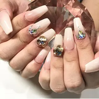 ネイル 渋谷／チップ長さ出し 👑アプレgel-xのネイルデザイン