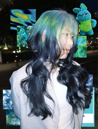 ミディアム カラー 岡山ハイトーン・ ルーツカラー/こもものヘアスタイル