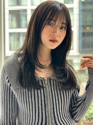 セミロング 前髪顔まわりカット 🌈中村海聖のヘアスタイル