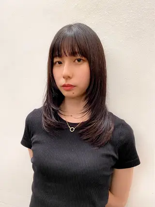 セミロング カラー 似合わせレイヤー/ ケアパーマ/高倉のヘアスタイル