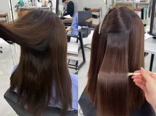 ロング 縮毛矯正×透明感 カラー hinataのヘアスタイル