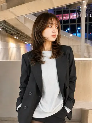 セミロング カラー 鈴木 一貴のヘアスタイル